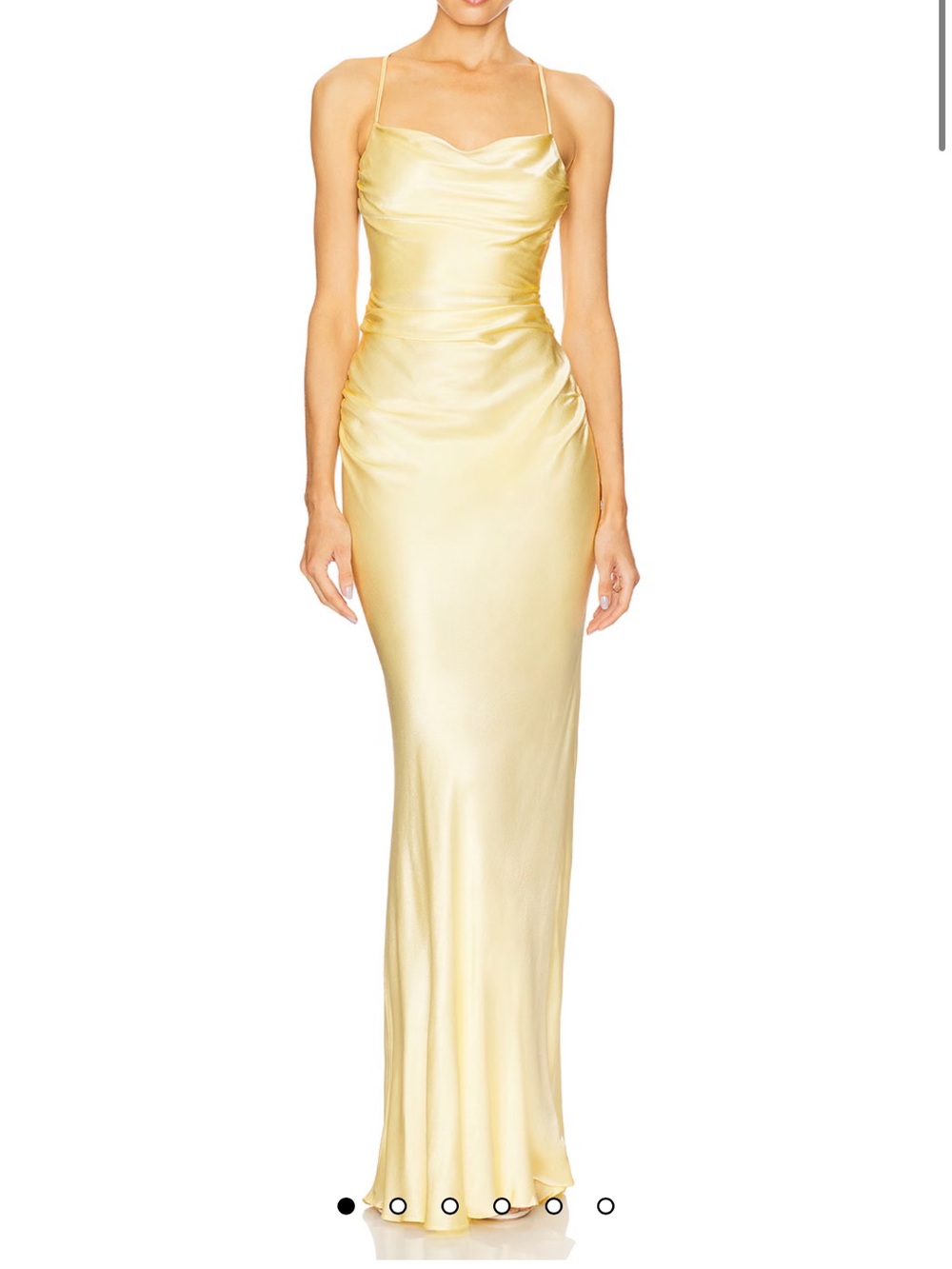 Shona Joy Satin Cowl Slip Maxi Dress in Lemon